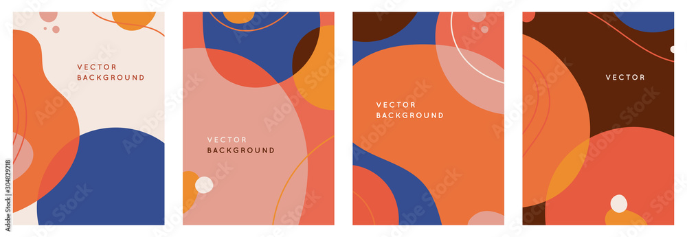 Vector set of abstract creative backgrounds in minimal trendy style with copy space for text - design templates for social media stories - obrazy, fototapety, plakaty 