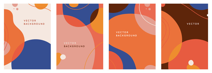 Aufkleber - Vector set of abstract creative backgrounds in minimal trendy style with copy space for text - design templates for social media stories