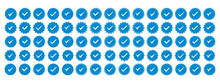 Set Of Blue Check Mark Badge Icons. Profile Verification Icons