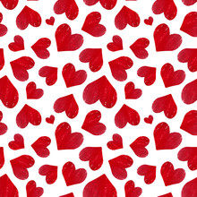 Red Hearts Seamless Pattern.Love Fashion Illustration.Valentines Day Background.Hearts Background For Fashion, Fabric, Textile, Wrapping, Digital Print.