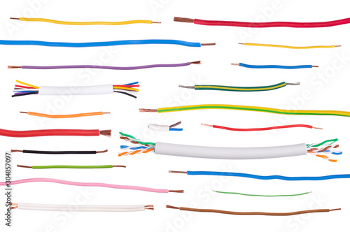 Fotografía Electric wires isolated on white background