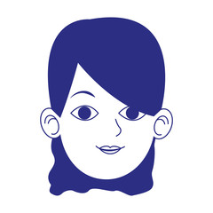 Poster - cute woman face icon, flat design