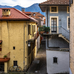 Wall Mural - Colorful houses in Locarno historic center. Locarno is a pretty town on the shores of Lake Maggiore, Canton Ticino, Switzerland