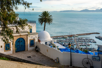 Wall Mural - Sidi Bou Said Town in Tunisia Known for extensive use of blue and white