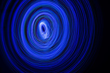 Blue Circular Abstract Fractal Background Painted With LEDs On Long Exposure