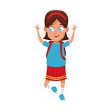 Fototapeta Dinusie - cartoon girl with school backpack, flat design