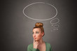 © ra2 studio - Pretty girl thinking with speech bubble above her head