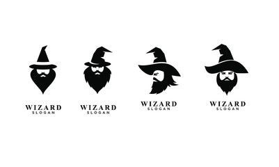 Wall Mural - set of wizard badge logo icon design vector illustration