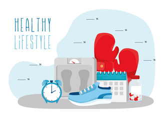 Poster - poster healthy lifestyle with set icons vector illustration design