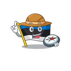 Sticker - Explorer flag estonia cartoon character holding a compass