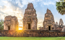 Angkor, Cambodia. Pre Rup Temple At Golden Sunset