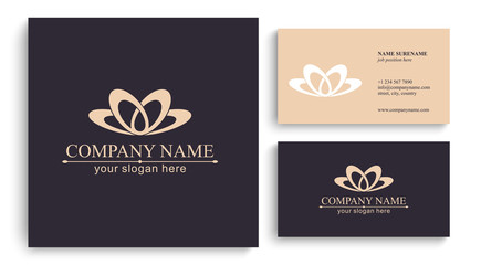  Lotus Logo. Flower icon abstract design vector template business card. Lotus SPA icon. Logo for Spa, massage, beauty salon, yoga, cosmetics, hotel, fashion.