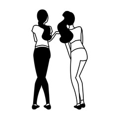 Sticker - women of back position on white background