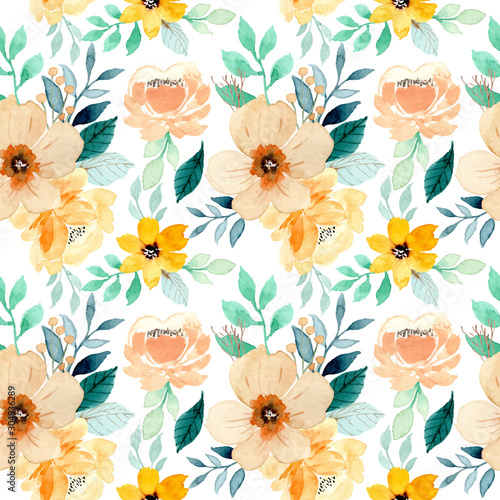 Cuadros en Lienzo watercolor floral seamless pattern