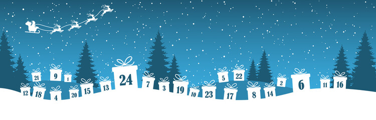 Wall Mural - advent calendar 1 to 24 on christmas presents