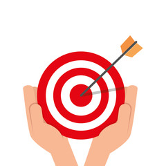 Sticker - hand and target with arrow isolated icon vector illustration design