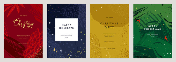 Wall Mural - merry christmas and bright corporate holiday cards. vector illustration.