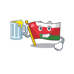 Canvas Print - Happy flag oman holding a glass With juice