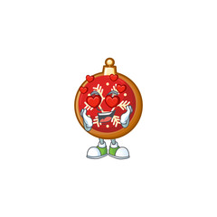 Sticker - Happy cute red christmas ball falling in love design.