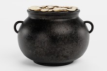 Realistic 3d Render Of Pot With Money