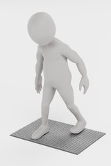 Sticker - 3D Render of Character with Welcome Mat