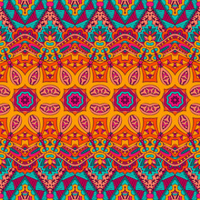 Abstract Festive Colorful Floral Vector Ethnic Tribal Pattern