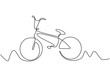 Continuous one line drawing of bike or bicycle vector minimalism design.
