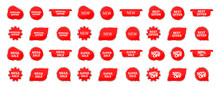 Big Collection Tags, Stickers, Labels, Badges, Banners. Set Banners With Text On Isolated Background. Vector Illustration