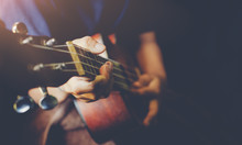 Hands Playing Acoustic Ukulele Guitar.Music Skills Show