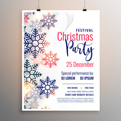 Sticker - lovely white chtistmas party poster template with snowflakes