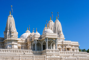 Canvas Print - View of a white marble hindu temple