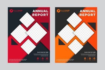 Poster - Corporate Book Cover Design Template. Can be adapt to Brochure, Annual Report, Magazine,Poster, Business Presentation, Portfolio, Flyer, Banner, Website. mosaic space for photo collage. red, orange