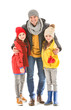 © Pixel-Shot - Happy family in autumn clothes on white background