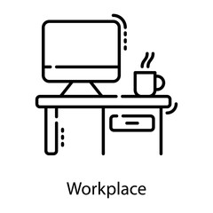 Sticker -  Office Workplace Vector 