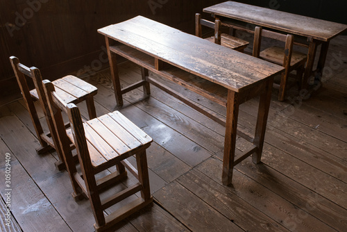 Old Wooden Chairs And Desks In Classroom 木造校舎の教室 古い机と椅子 Buy This Stock Photo And Explore Similar Images At Adobe Stock Adobe Stock