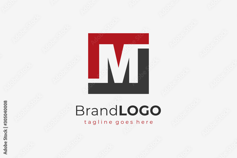 Simple Square Letter M Logo Design Template Element. Flat Vector ...
