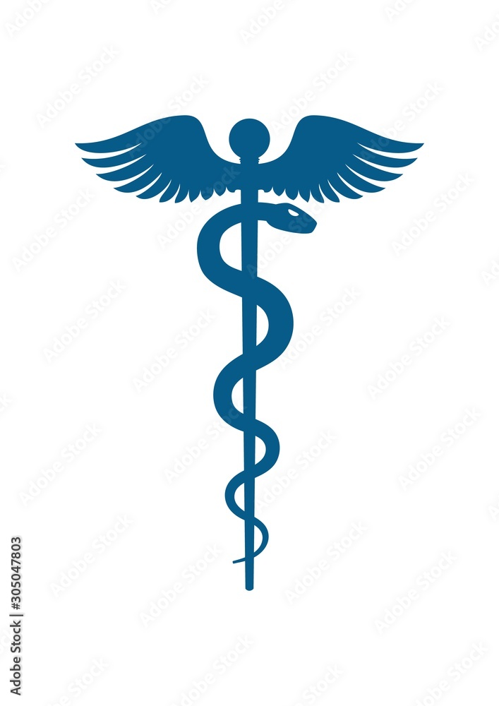 Medical symbol - Staff of Asclepius or Caduceus with wings icon ...