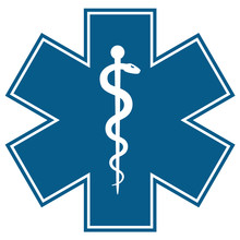 Medical Symbol Of The Emergency - Star Of Life Flat Icon Isolated On White Background. EMS, First Responder.