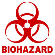 © fotohansel - gz599 GrafikZeichnung - german: Biogefährdung Symbol. english: text / red biohazard icon. biological hazard warning sign - simple template isolated on white background - square xxl g8732