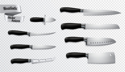 Knives Realistic Transparent Background