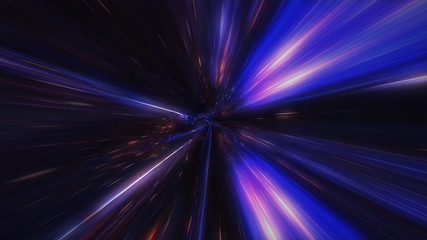 Wall Mural - 4k motion design. flight through the lighting space tunnel. wormhole