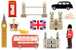 Set of famous london symbols.