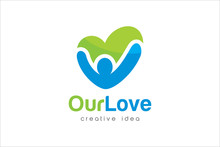 Creative Heart Care Concept Logo Design Template