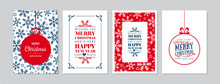 Merry Christmas Cards Set With Hand Drawn Elements. Doodles And Sketches Vector Christmas Illustrations, DIN A6