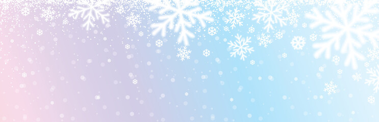 Wall Mural - christmas banner with white blurred snowflakes. merry christmas and happy new year greeting banner. 