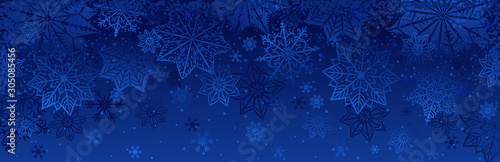 Fotomural Blue christmas banner with snowflakes