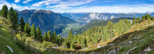 Mountain River And Trees Landscape. Kaunertaler Gletscher Natural Environment. Hiking In The Alps, Kaunertal, Tirol, Austria, Europe.