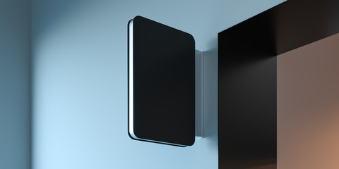 Wall Mural - Blank square signboard mock up. Empty signage template on bright walls. Street sign, 3d rendering.