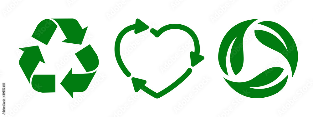 Set recycle icon sign – stock vector - obrazy, fototapety, plakaty 