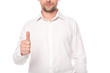 © Igor - cropped view of businessman showing thumb up isolated on white